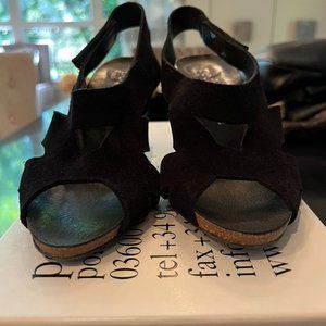 Pedro Garcia Black Suede Maica Sandals Size 38.5